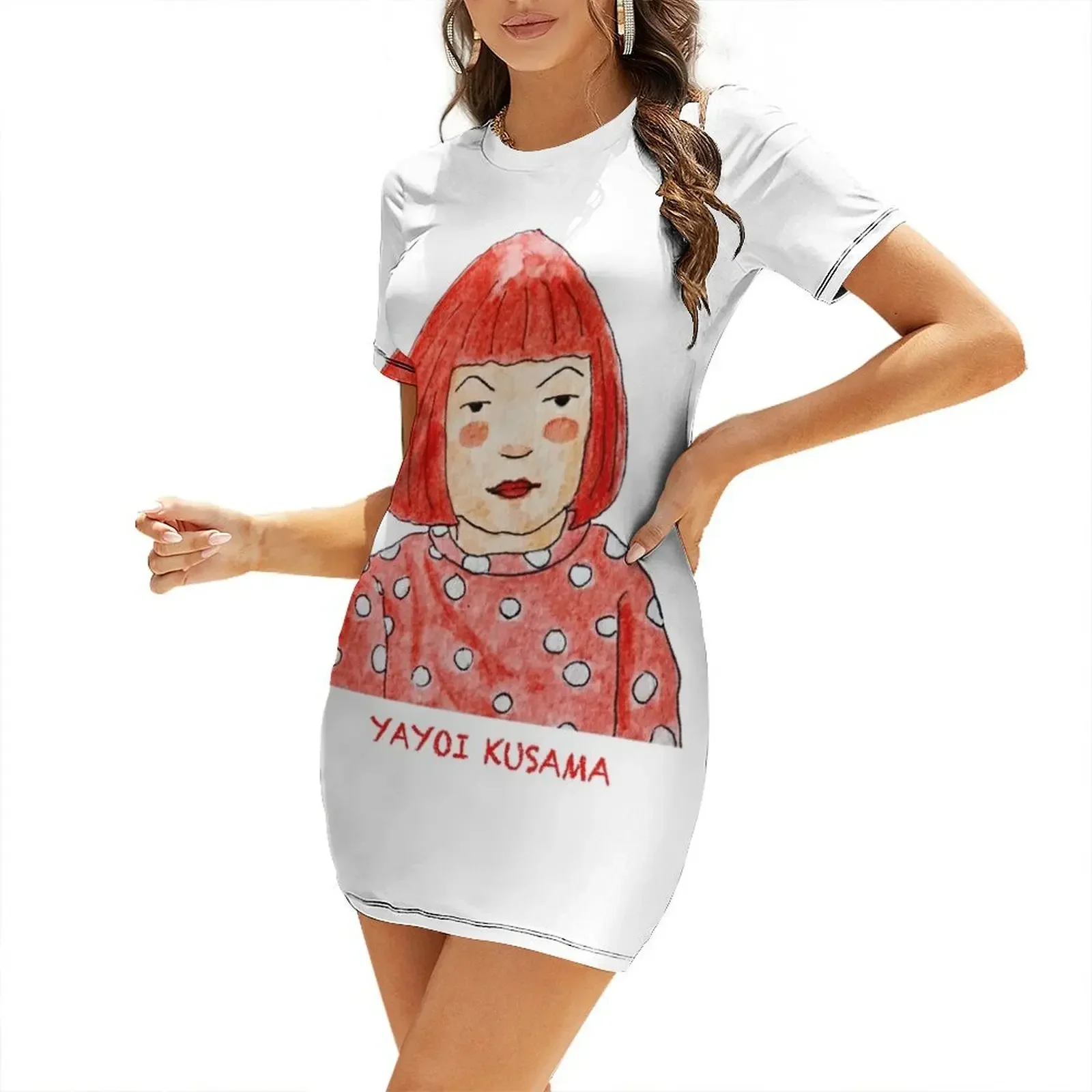

YAYOI KUSAMA - Fanart Short-Sleeved Dress women evening dress summer clothes Female dress women elegant luxury