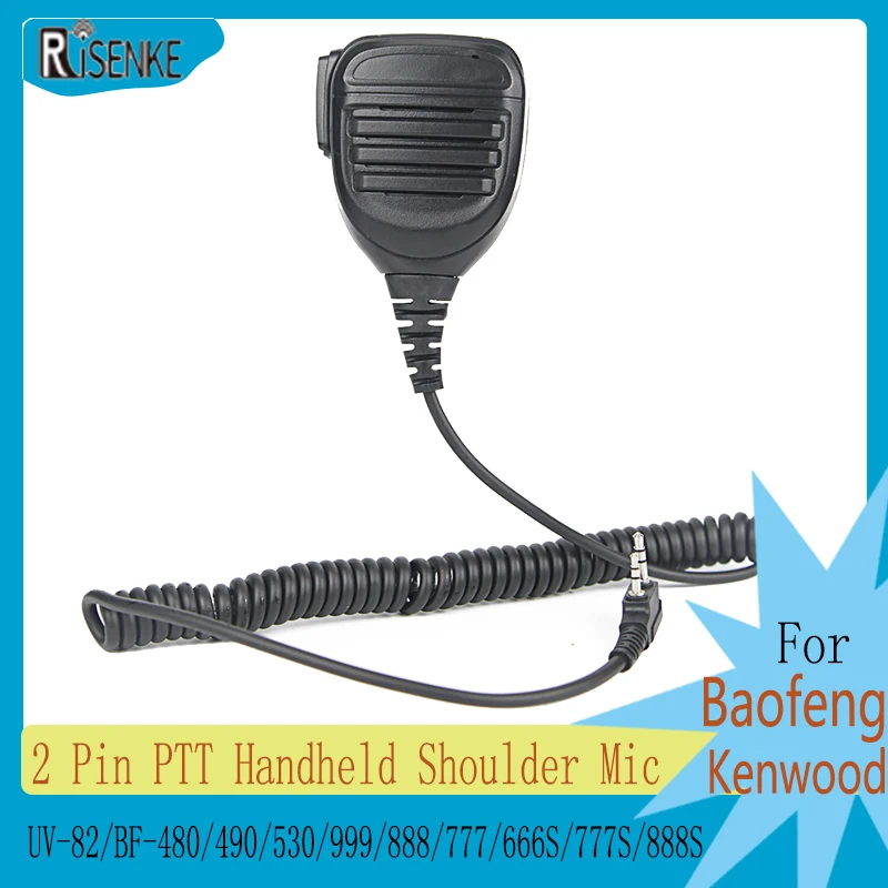 

Портативный микрофон RISENKE для Baofeng Uv5r BF 888S, рация, радиодинамик, 2-контактное наблюдение PTT, водонепроницаемый