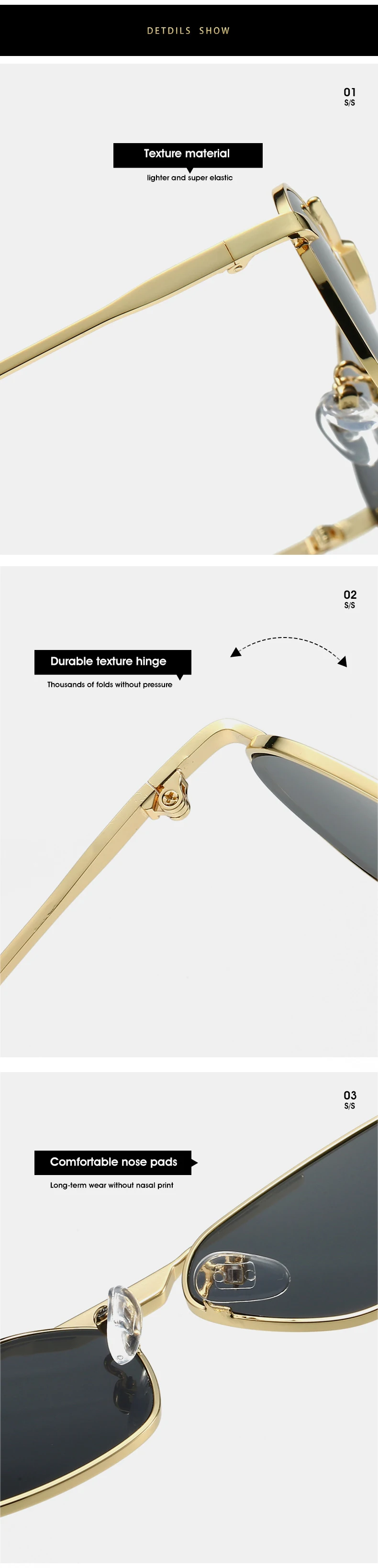 SO&EI Retro Unregelmäßige Polygon Cat Eye Metall Frauen Sonnenbrille Mode Marke Designer Männer Shades UV400 Punk Sonnenbrille – Detail 14