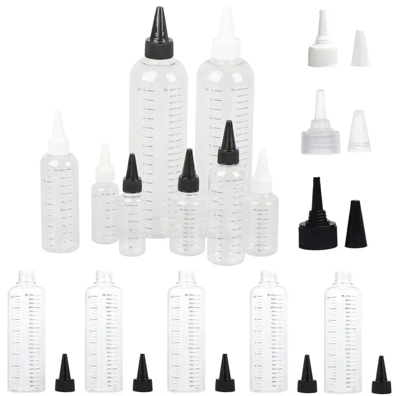20Pcs Empty 30ml-500ml Refillable PET Plastic Dropper Bottles w/ Screw Tops Liquid Glue Tattoo Pigment Ink Vape Oil Containers
