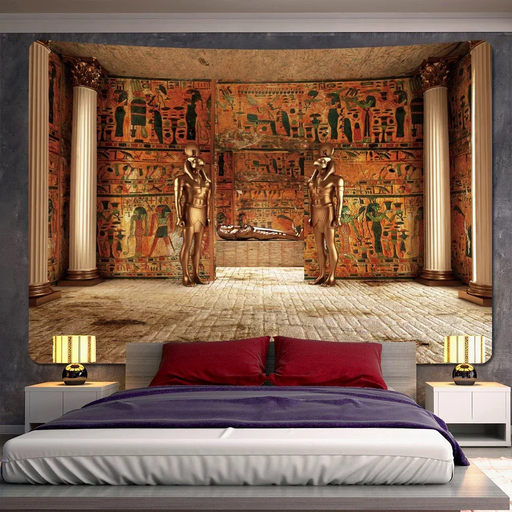 Ancient Egyptian mural tapestry bedroom home decoration Bohemian decoration psychedelic scene yoga mat sofa blanket bed sheet