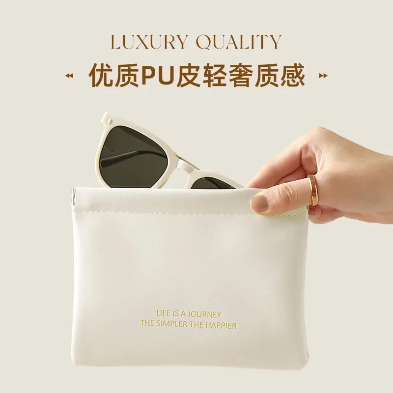 Mini Lipstick Makeup Bag Automatic Closing Charger Data Cable Storage Bag Small Zero Wallet