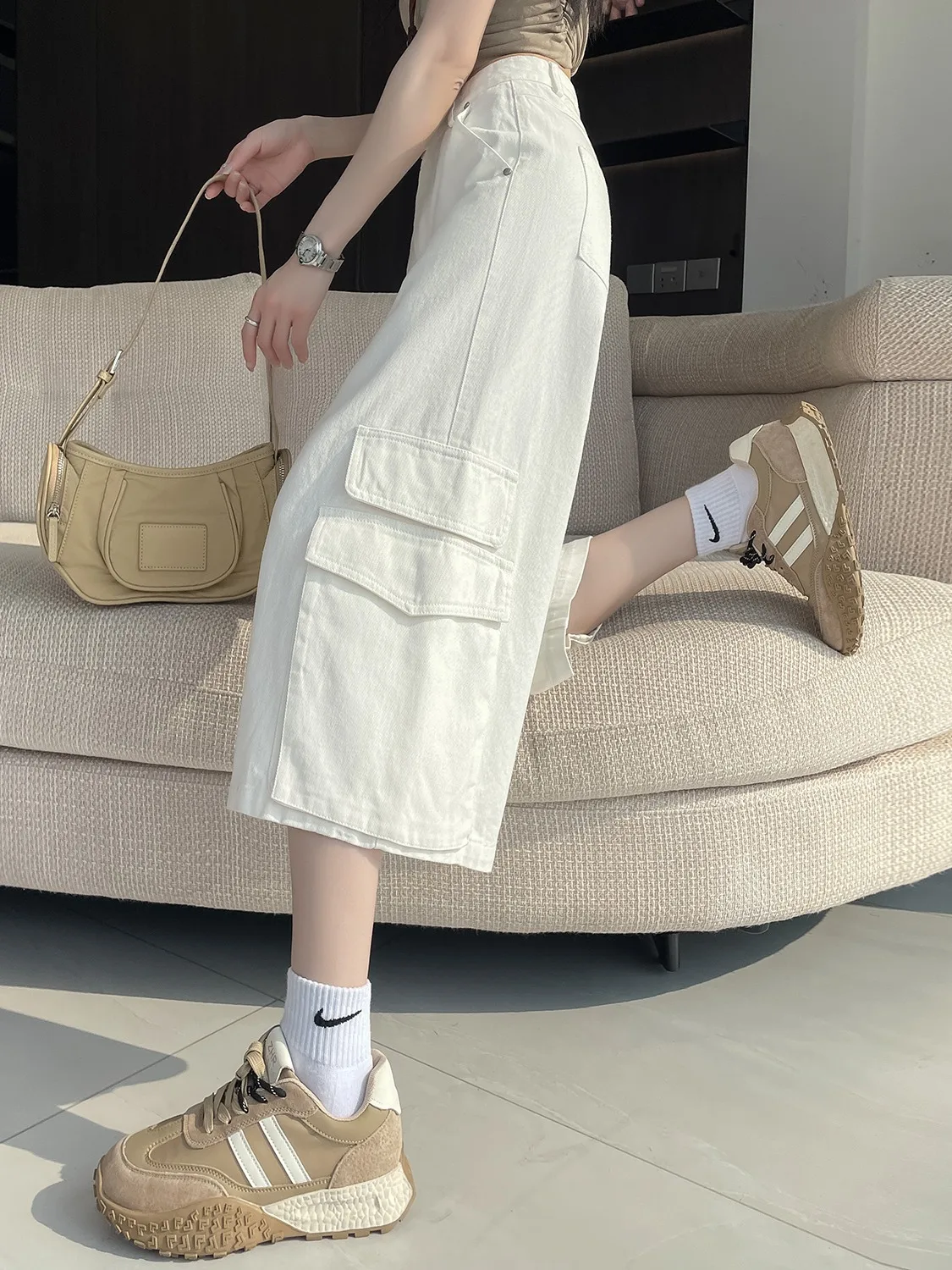 

Джинсы женские летние с высокой талией, широкими штанинами, прямого кроя, свободные, неэластичные, в корейском стиле, модные, повседневные, с эффектом похудения