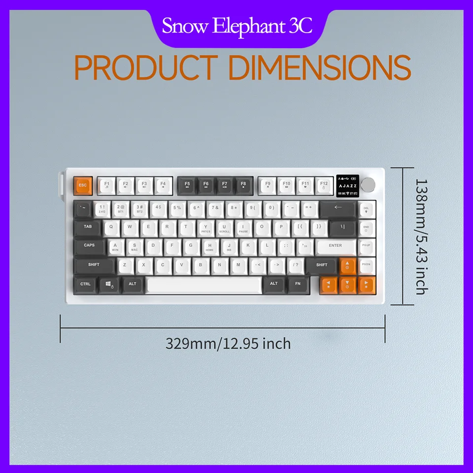 AJAZZ AF82 Low-Proflie Keyboard 1600W RGB 4000mAh Trl-Mode 75