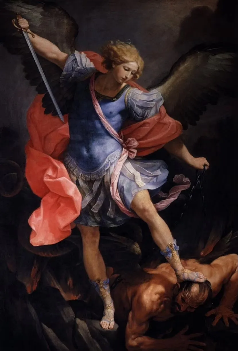 Guido Reni: The Archangel Michael Defeating Satan Oil Paintings Canvas Art Prints Wall Art For Living Room Bedroom Decor