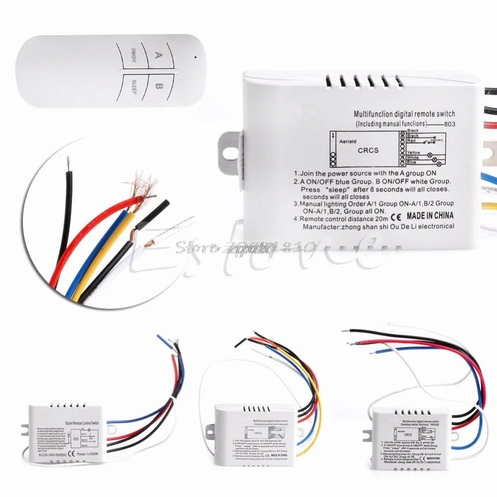 Wireless 3 Channel ON/OFF Lamp Remote Control Switch Receiver Transmitter Whosale&Dropship