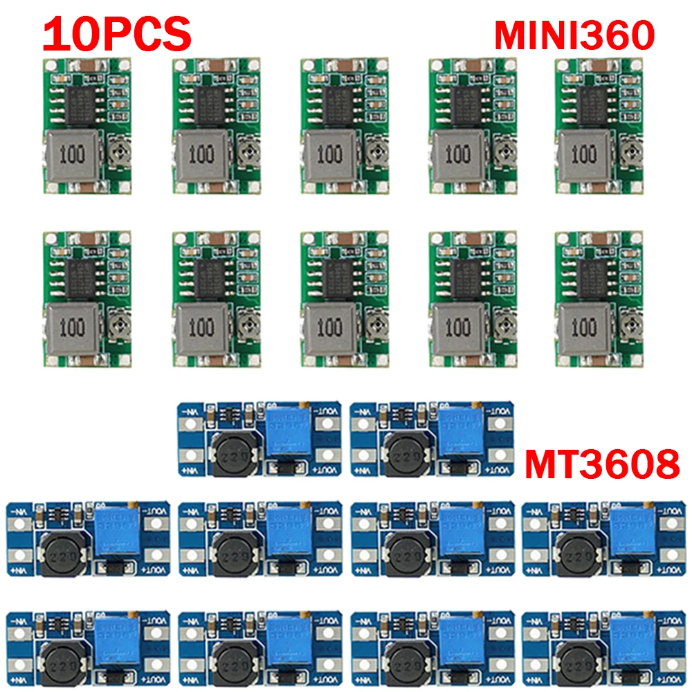 10PCS Mini360 DC-DC Buck Converter Step-Down Module MT3608 DC-DC Boost Converter Boost Power Module Boost Boost Board Adjustable