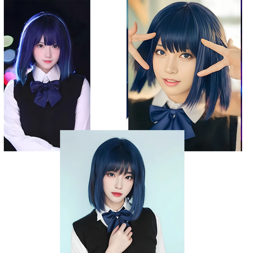 Anime Oshi no Ko Cosplay Peruca, Kurokawa Akane Cosplay Peruca, Gradiente Roxo Cinza Longo Cabelo Curto, Cabelo Sintético, HSIU, 35-70cm