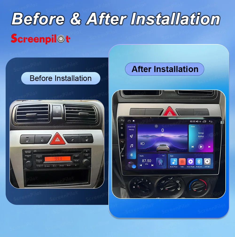 Android 16 Car Radio Stereo Head Unit For Kia Morning Picanto 2007 - 2010 Multimedia Video Player GPS Navigation Touch Screen BT