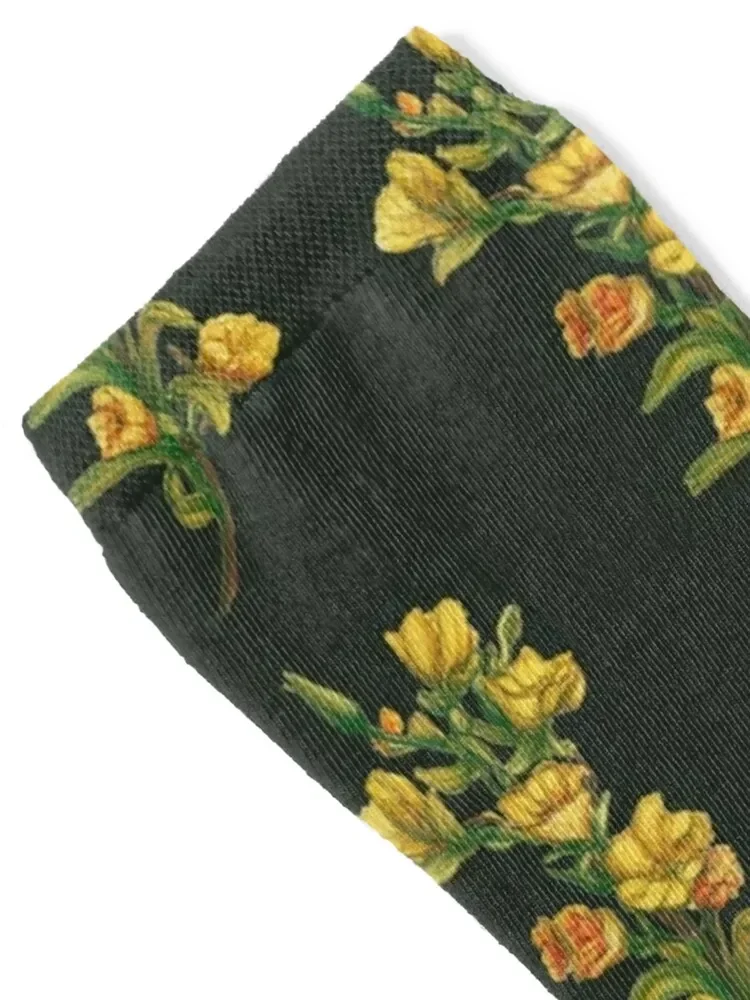 snapdragon - yellow flower gouache painting Socks Christmas Stockings man Socks For Girls Men's