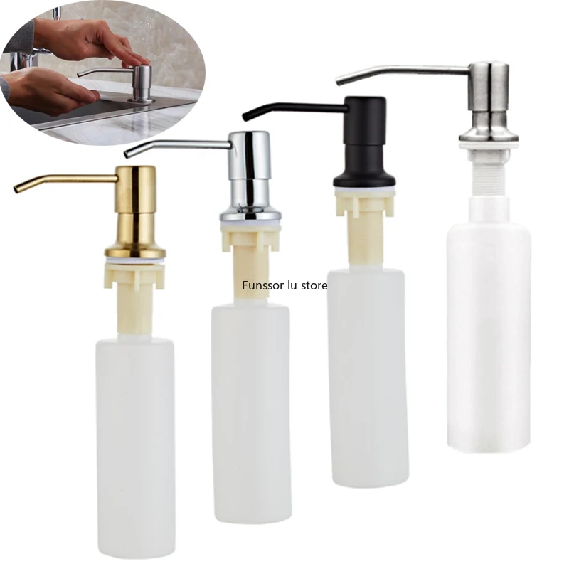 Black 300ML Kitchen Sink Soap Dispenser ABS Dispenser Detergent Liquid Soap Dispenser Stainless Steel Head  Hand Dispenser