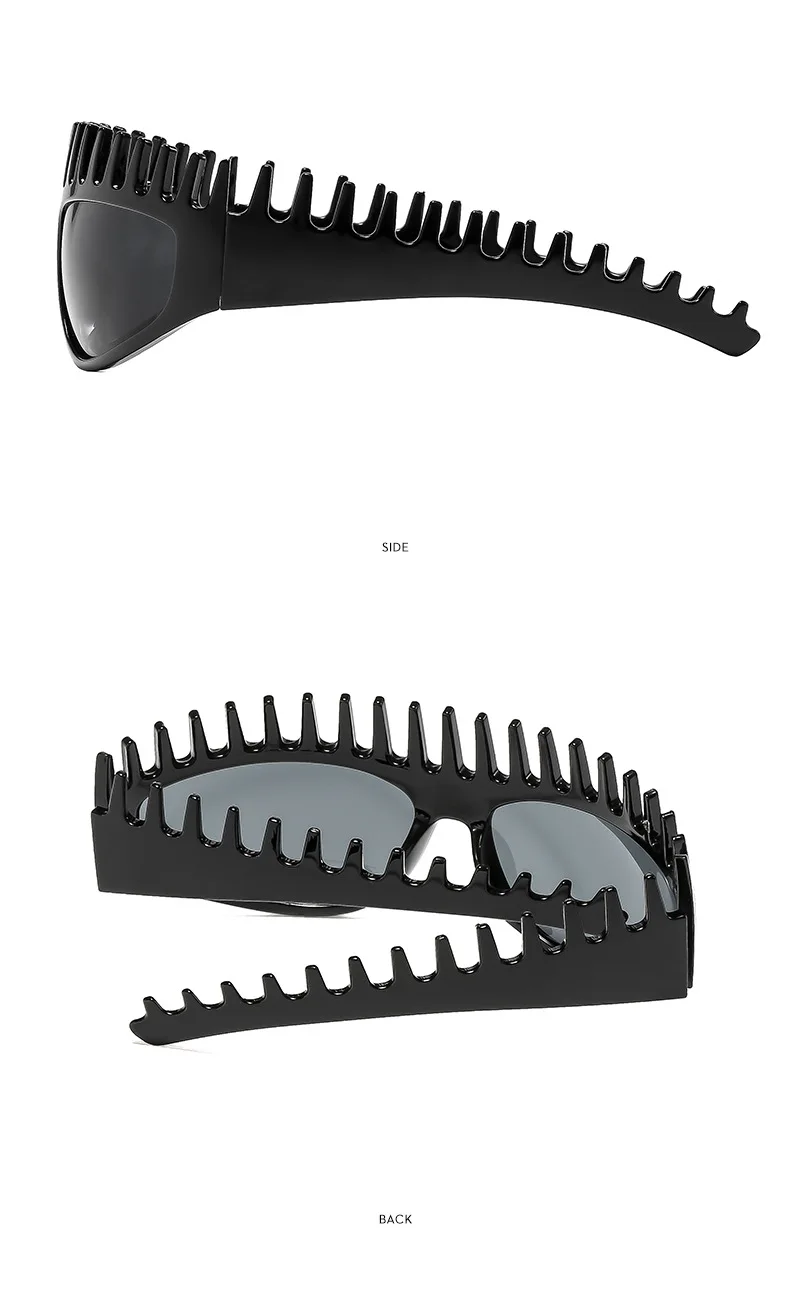 Persönlichkeits-Stirnband Schicke Y2K Sonnenbrillen für Frauen Neue Mode Kammförmige Katzenaugen-Sonnenbrillen Damen Hip-Hop-Brillen UV400-Schutz zum Autofahren – Detail 4