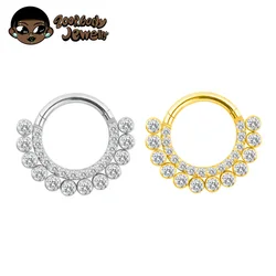 ASTM F136 Titanium Ear Nose Piercing Cartilage Earring Earlobe Piercing CZ Luxurious Rings Hoops Clicke Tragus Ring Jewellery