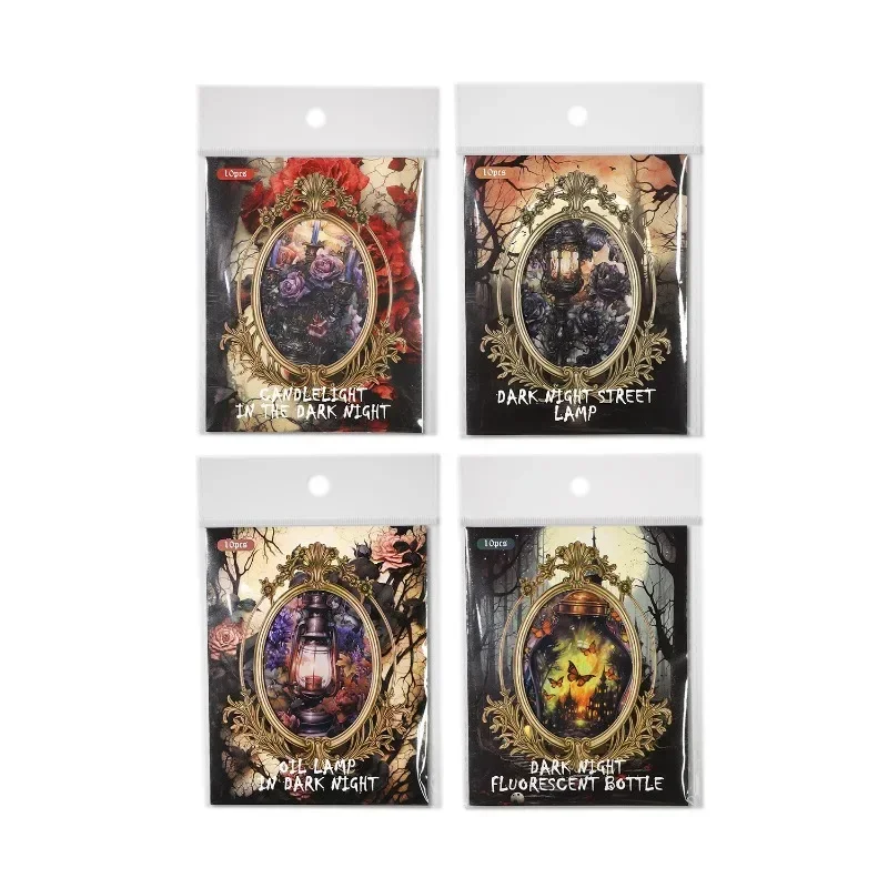 10Sheets PET sticker Dark Night Light Series retro gothic handbook Materials Stationery School Supplies Scrapbook 153*103MM