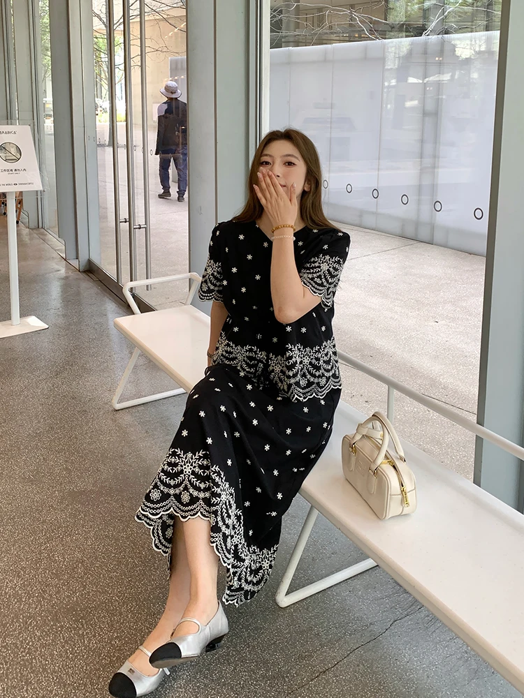 

Комплект NAZ: топ и юбка большого размера из хлопка с вышивкой, винтажная юбка А-силуэта миди, повседневный комфортный крой для женщин