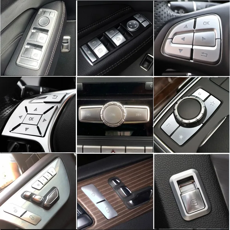 Наклейки на внутреннюю кнопку автомобиля, наклейки на кондиционер, руль, память сиденья для Mercedes Benz ML GL GLE GLS W166 X166