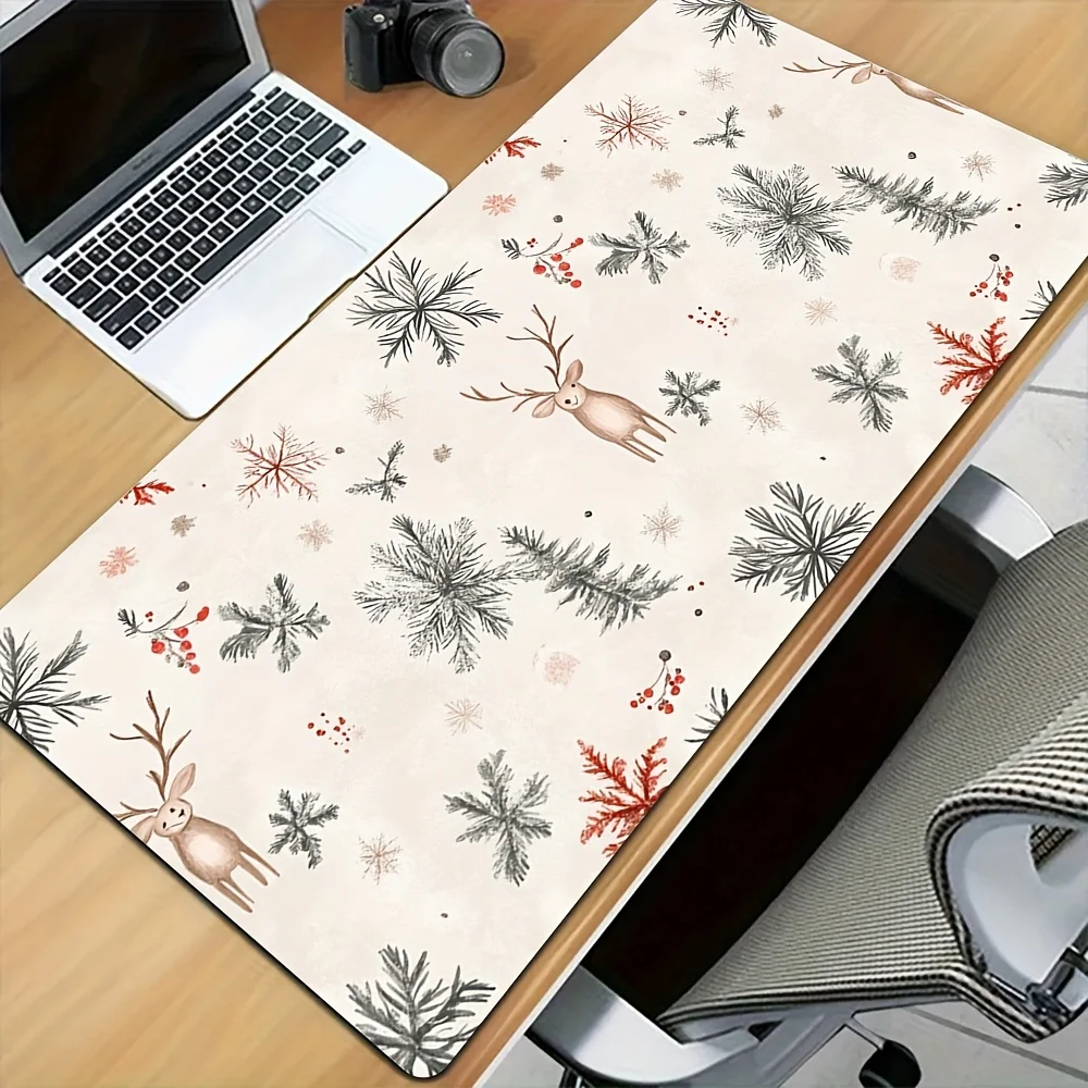 

Противоскользящая резиновая основа зимнего коврика для мыши со снежинками и оленем легко чистится и подходит для офисов и геймеров.