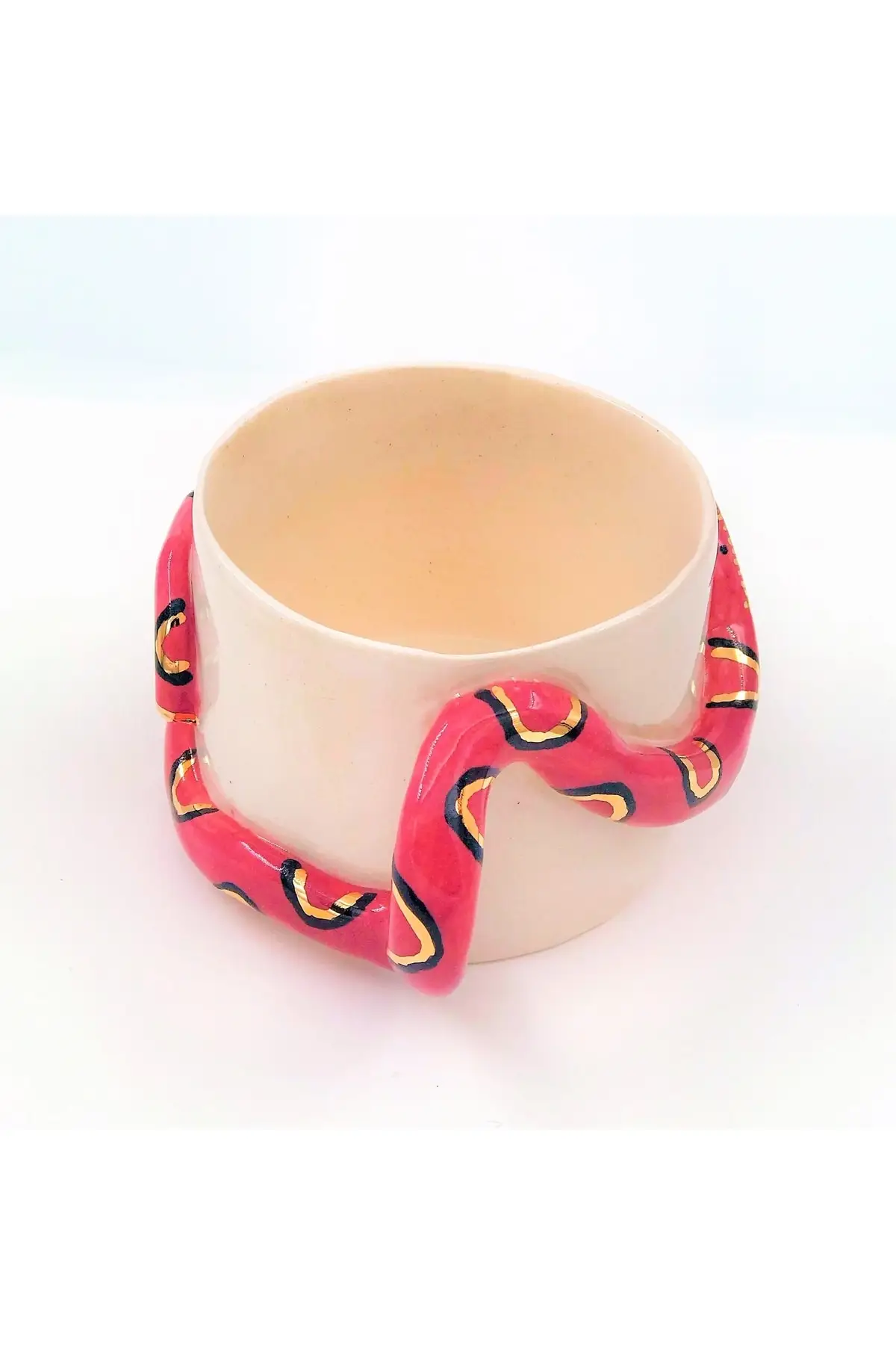 DOLBOVI 24 sterling gold embroidered, snake figure, 100 handmade, Mug handmade, Mug