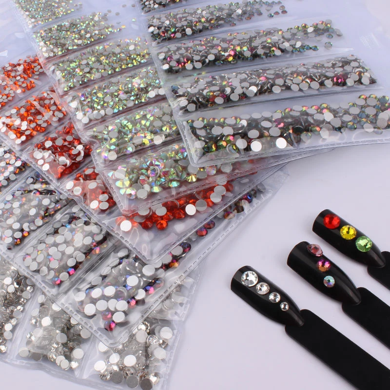 1728PCS Rhinestones For Nail Art Glass Multi-size Nail Crystal Rhinestone Nail Art Decorations Crystals Strass Charms