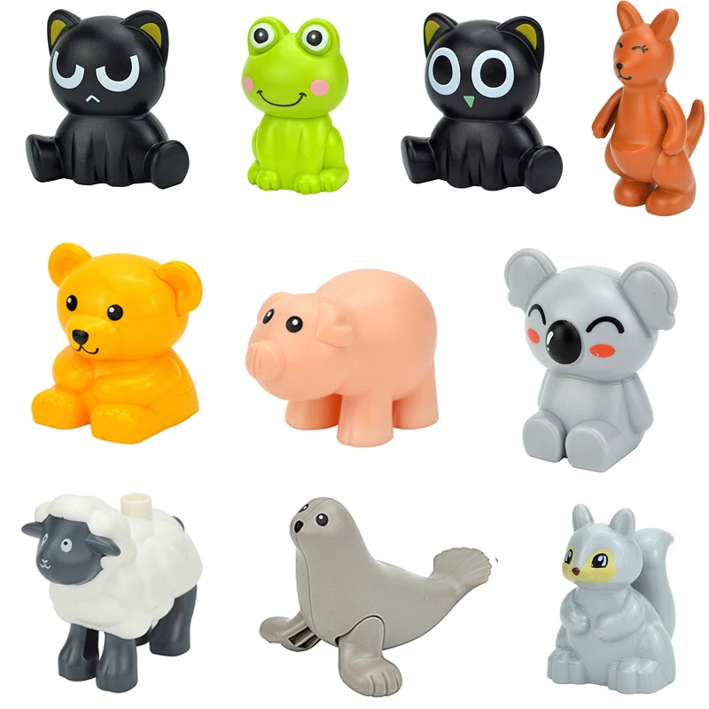 Big Size Building Blocks Farm Animals Zoo Cat Dog Pig Rabbit Model Accessories Compatible Bricks Assemble Education Toys Gifts