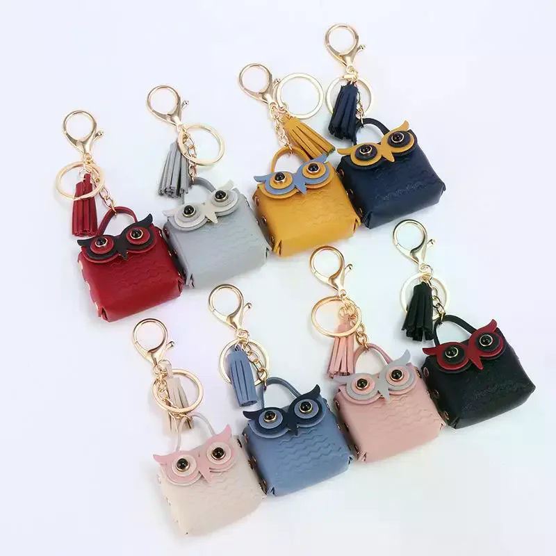 MultiPurpose Mini Owl-shaped Coin Purse Bags Keychain Fashionable Backpack Keychain Earphone Bag For Women Girls Small Pouch