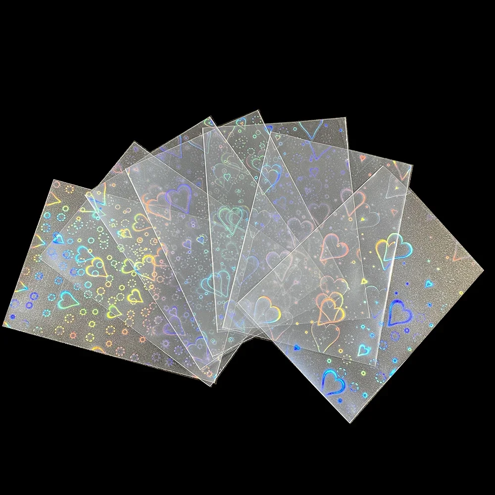 Sweet Heart Laser Sleeves for Cards, MTG, Pokermon, YGO, Star, Idols, Protection, Blingbling, Shiny Sleeves, 65x90mm, 100 Pcs