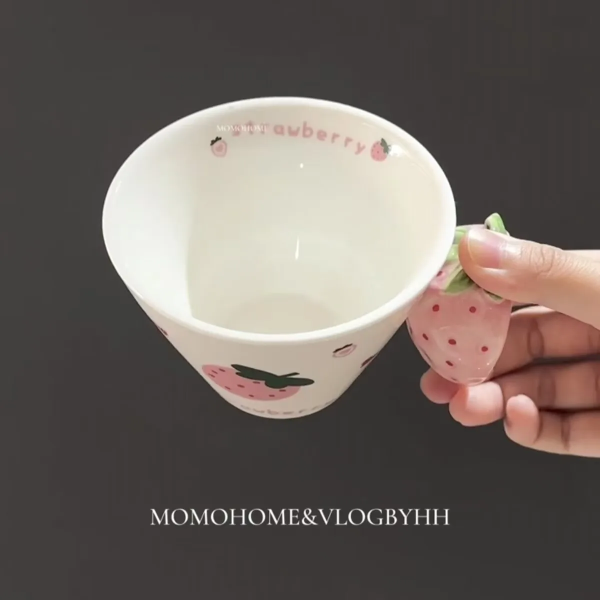 Strawberry Mug, Home Ceramic High Aesthetic Simulation Fruit Handle, Large Capacity Hand-painted Coffee Cup, Drinking Cup