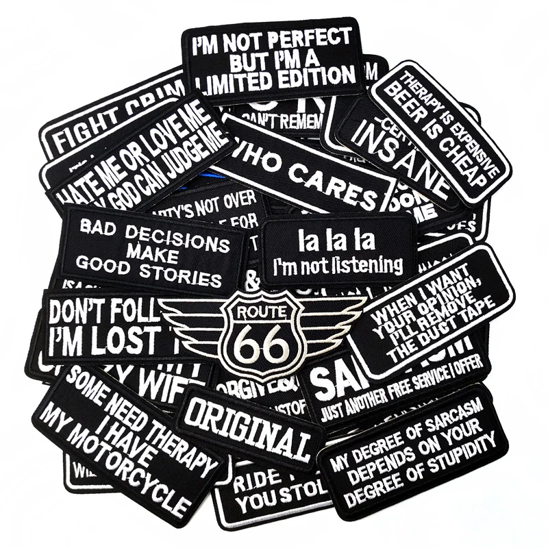 WHO CARES ROUTE 66 Patch Embroidery Applique Ironing Sewing Supplies Decorative Badges For Clothing Accessories LALALA