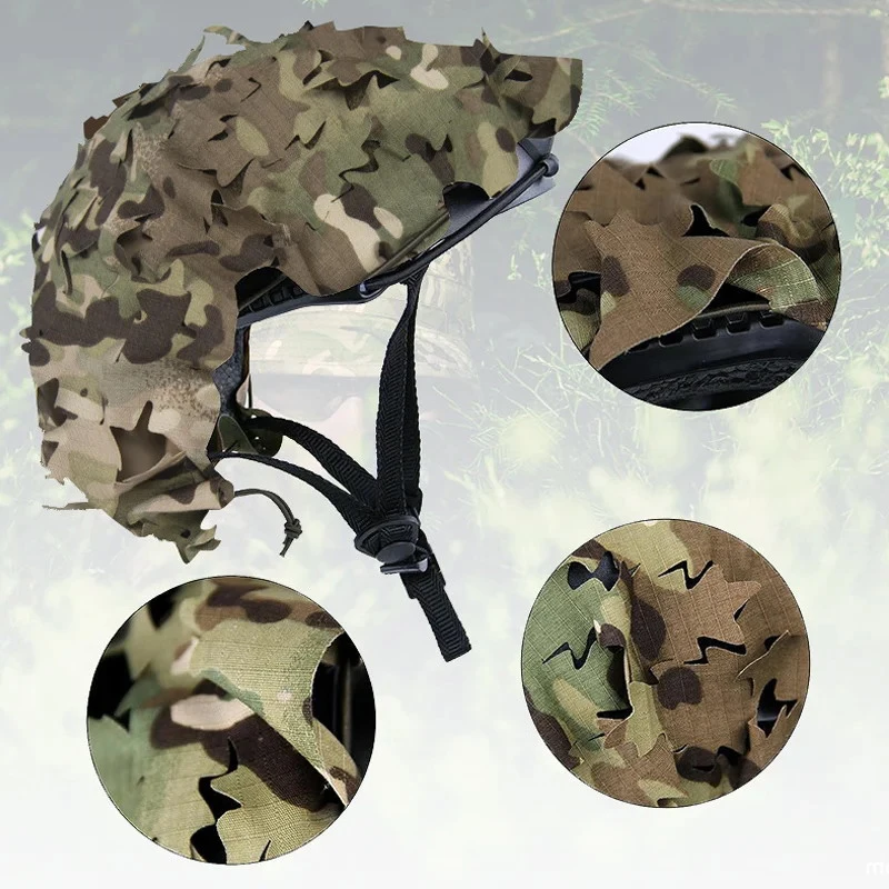 3D Camo Laser Cut Leaf Shape Airsoft Helmet Cover Mesh Helmet Cloth Paintball Paratrooper Hunting Airsoft Helmet Accessories