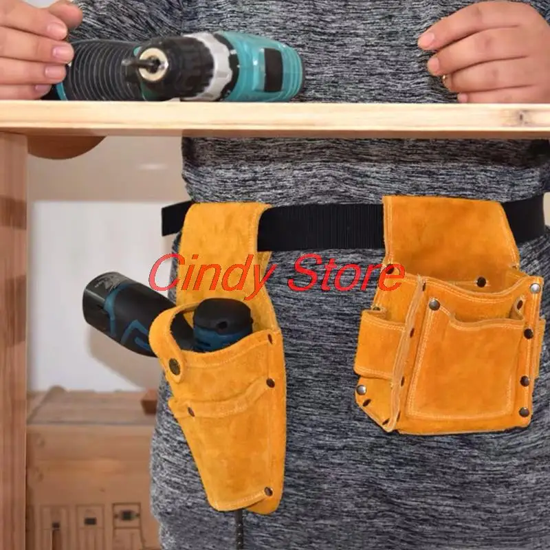 Upgrade Tool Bag Wear-resistant Leather Multifunction Electrician Toolkit Hand Tool Storage Hardware Parts Organizer Portable