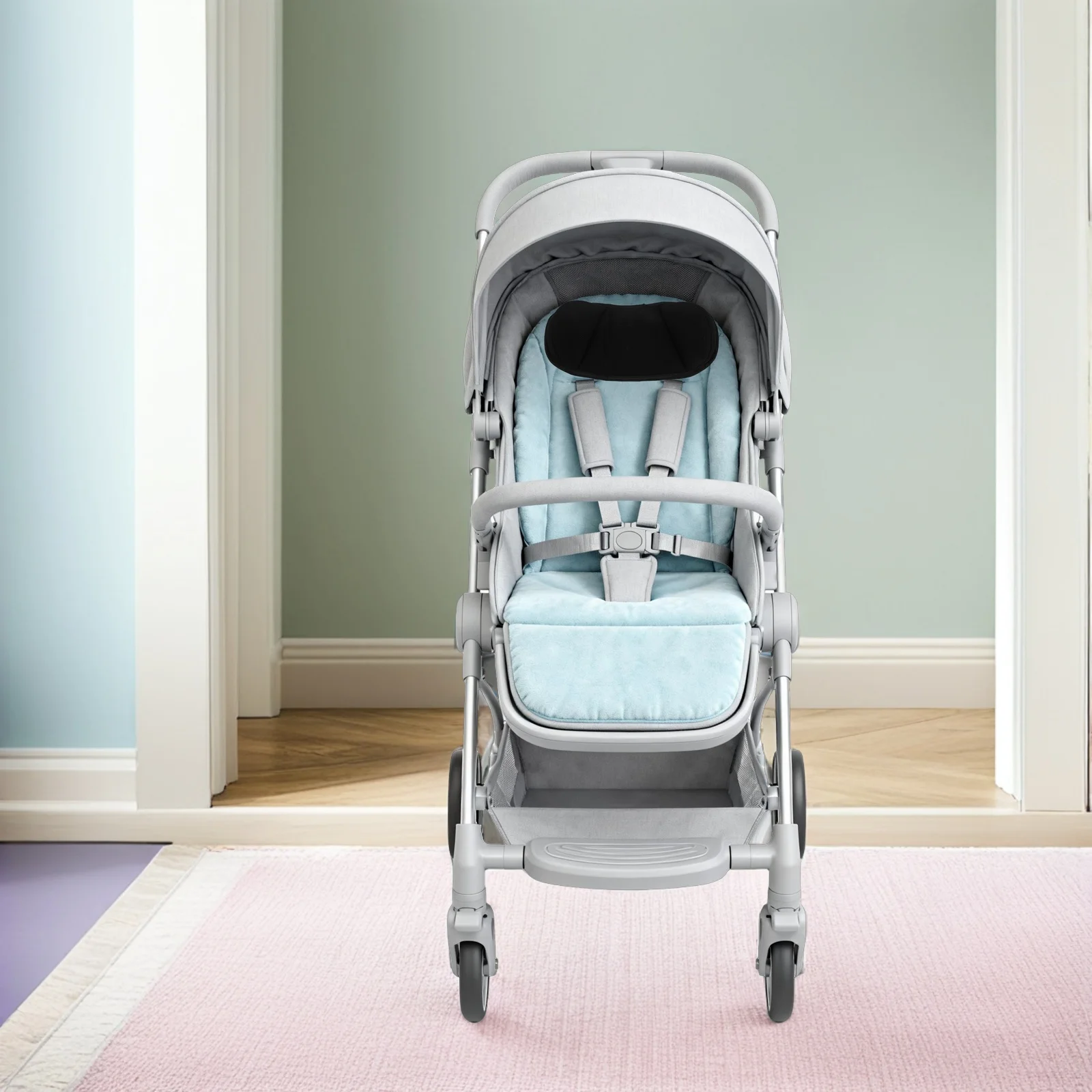 

Baby Stroller Insert Pillow Infant Head Neck Support Cushion Black Toddler Travel Neck Protection Storage Bag Headrest Cushion