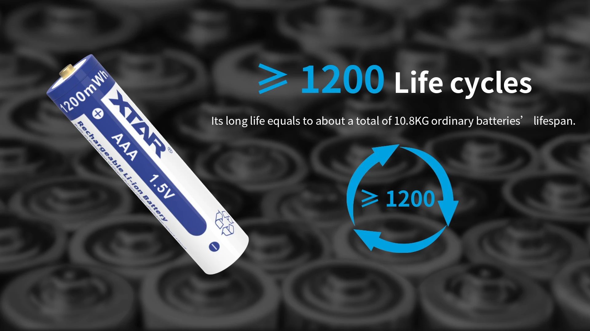 Xtar 4 pces 1.5v aaa bateria 1200 mwh recarregável li-ion bateria corrente de descarga máxima 1.5a botão superior bateria para crianças brinquedos