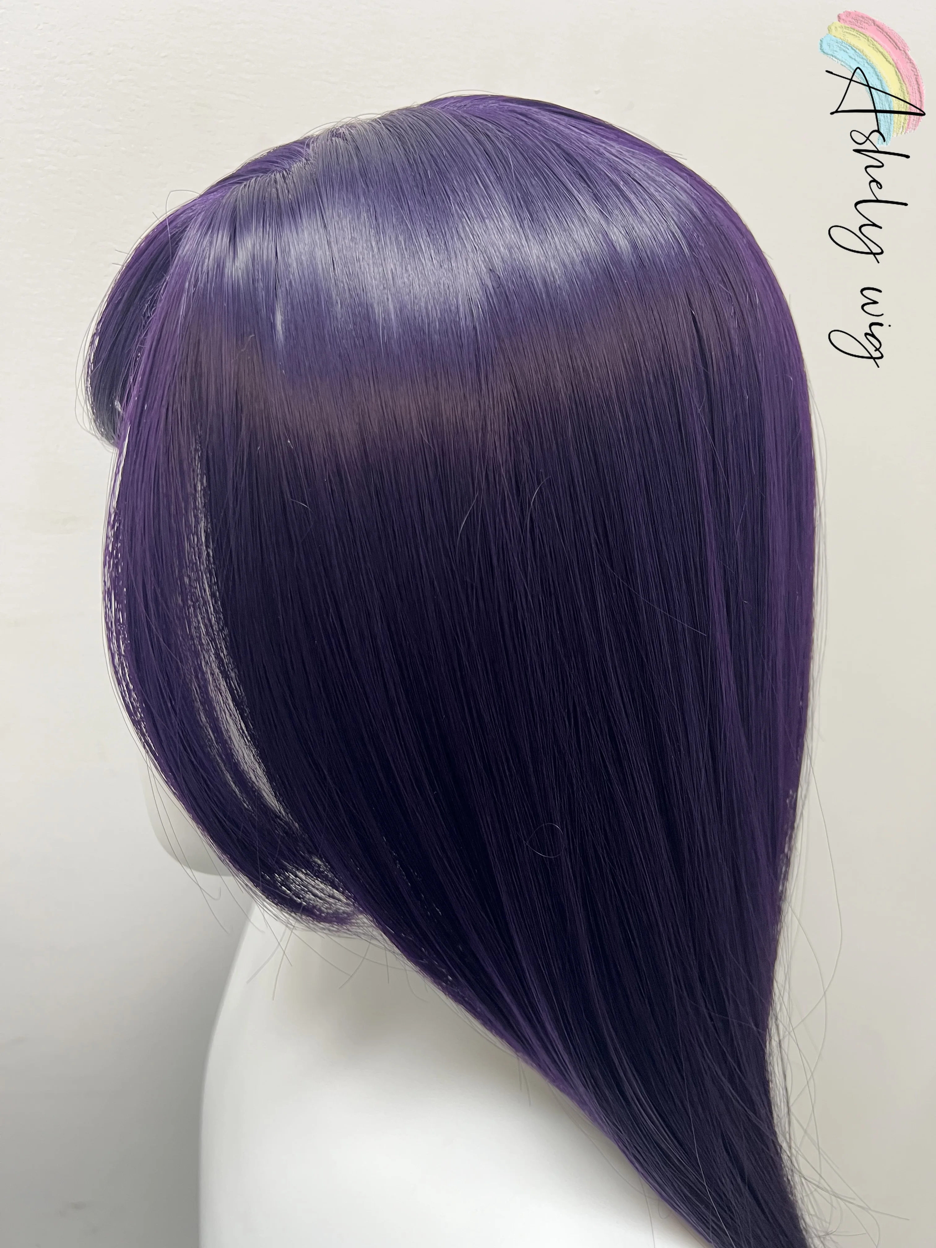 Parrucca Cosplay Starfire Parrucca viola scuro Parrucche per capelli lisci da 24 pollici Parrucche per capelli naturali Parrucche per capelli sintetici in fibre ad alta temperatura