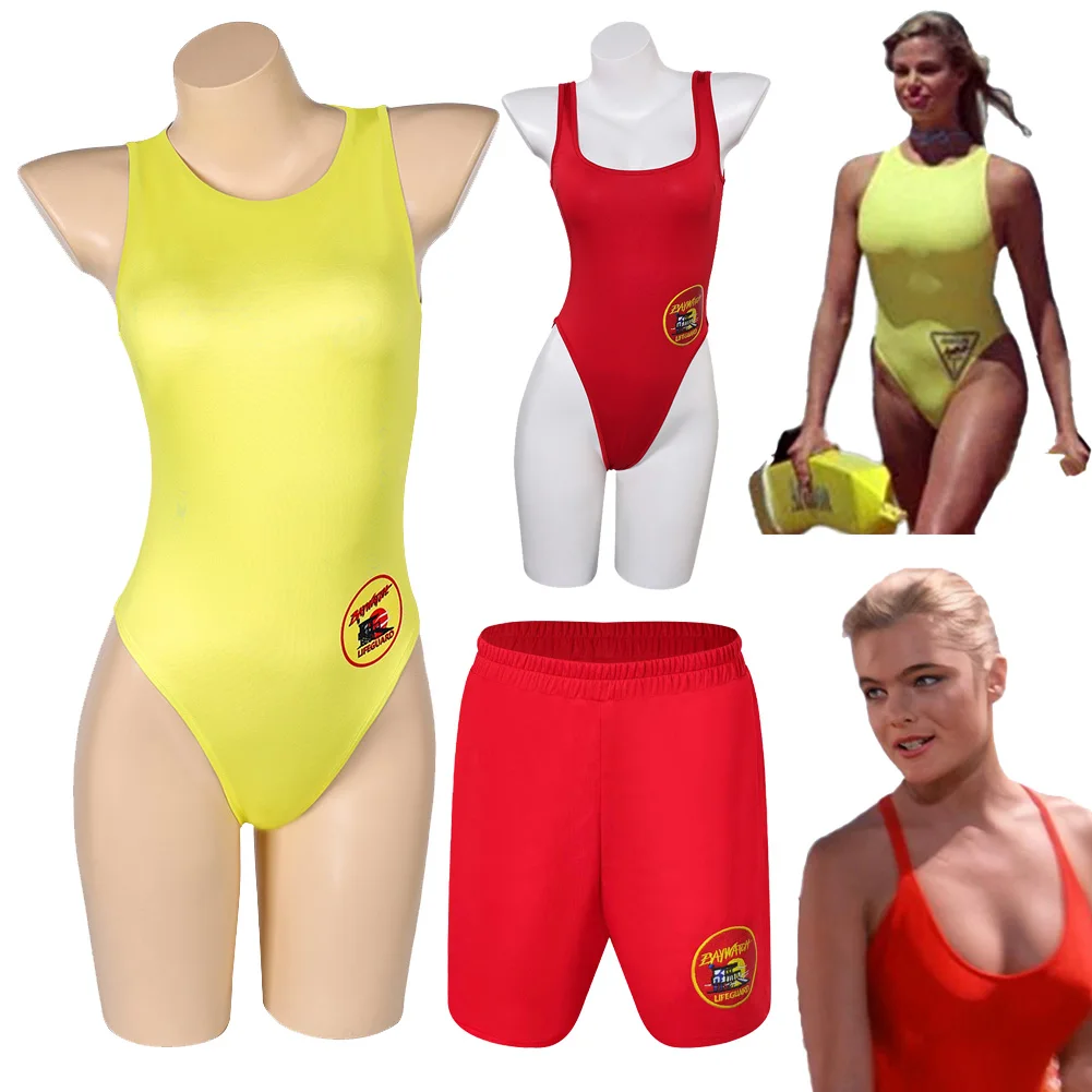 CJ Parker Cosplay Women Cloth 2000 TV Baywatch costumi da bagno gialli Summer Beach Wear Costume da bagno travestimento abiti da donna per adulti