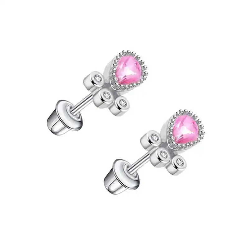 Fashion Stainless Steel Pink Stud Earrings Women INS Butterfly Cross Earbone Nail Cartilage Tragus Ear Piercing Body Jewelry