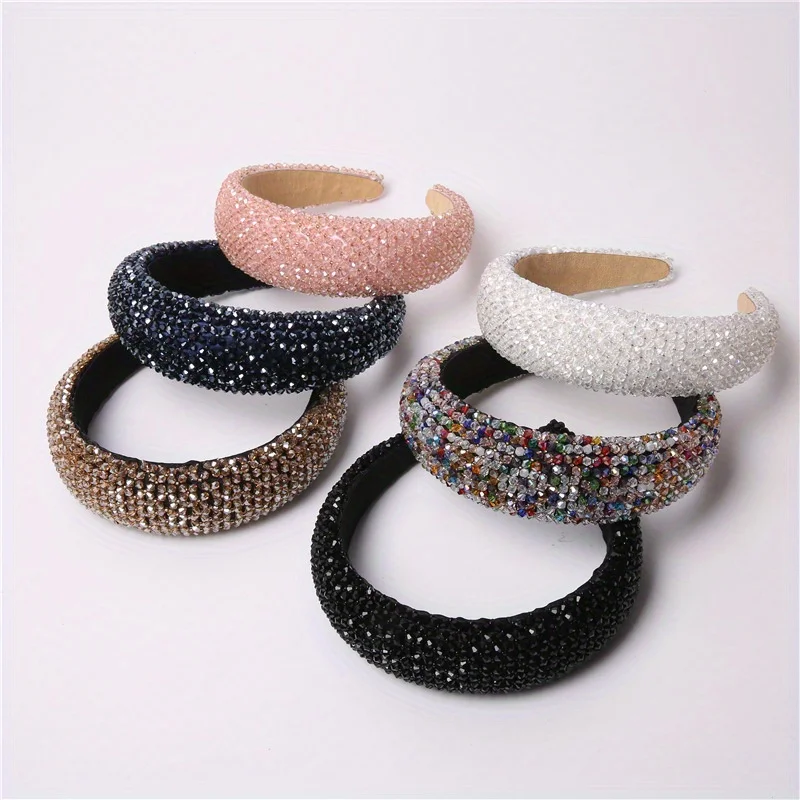

Luxury Baroque Headband for Women Crystal Embellished Wide Hair Hoop Elegant Vintage Hair Accessories Formal Events