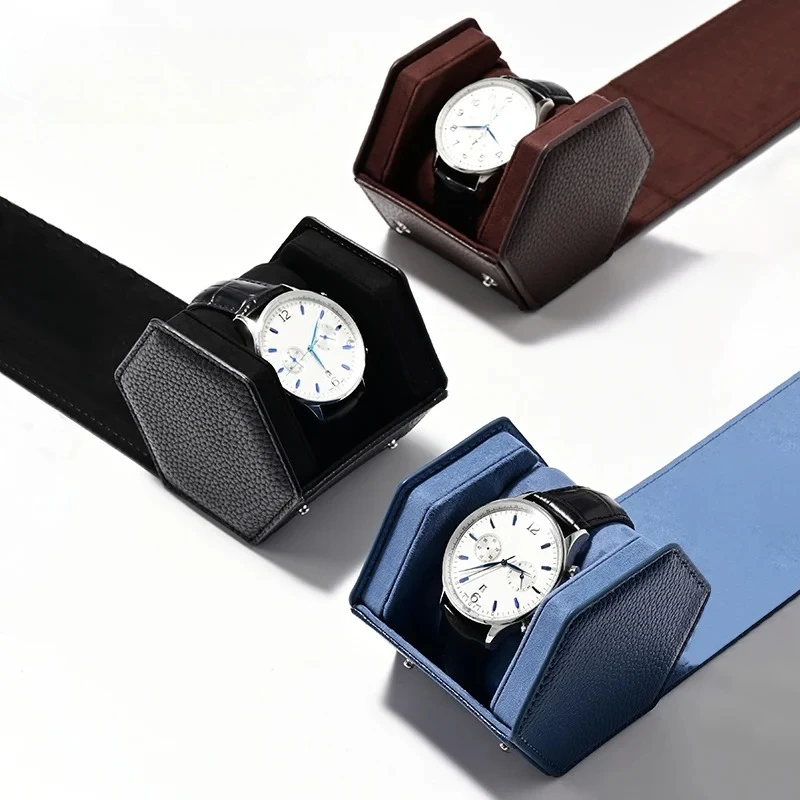 

Портативная коробка для часов Oirlv, кожаный органайзер для часов, шестиугольная коробка для хранения часов с подушкой, сумка для наручных часов, подарок на день рождения, чехол для часов