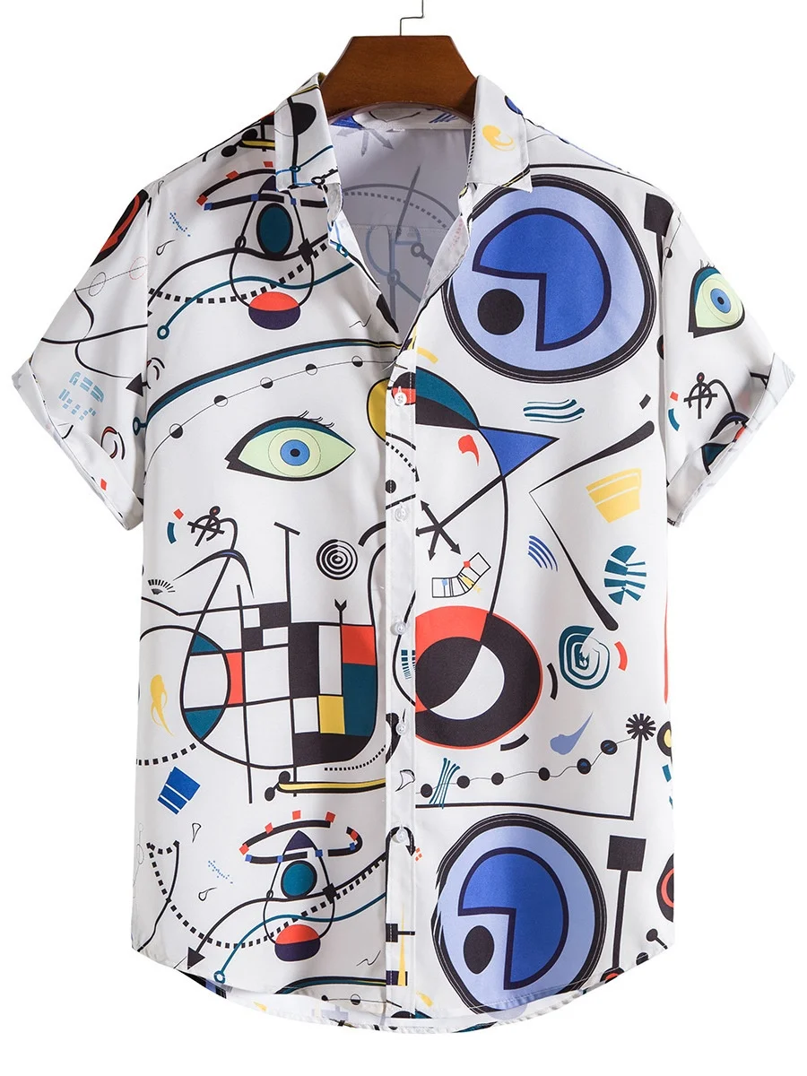 

Ethnic Sle Printed ort Sve Men's irt Youth Faion Sl Fabric Summer Casual Wear 00% Other Material