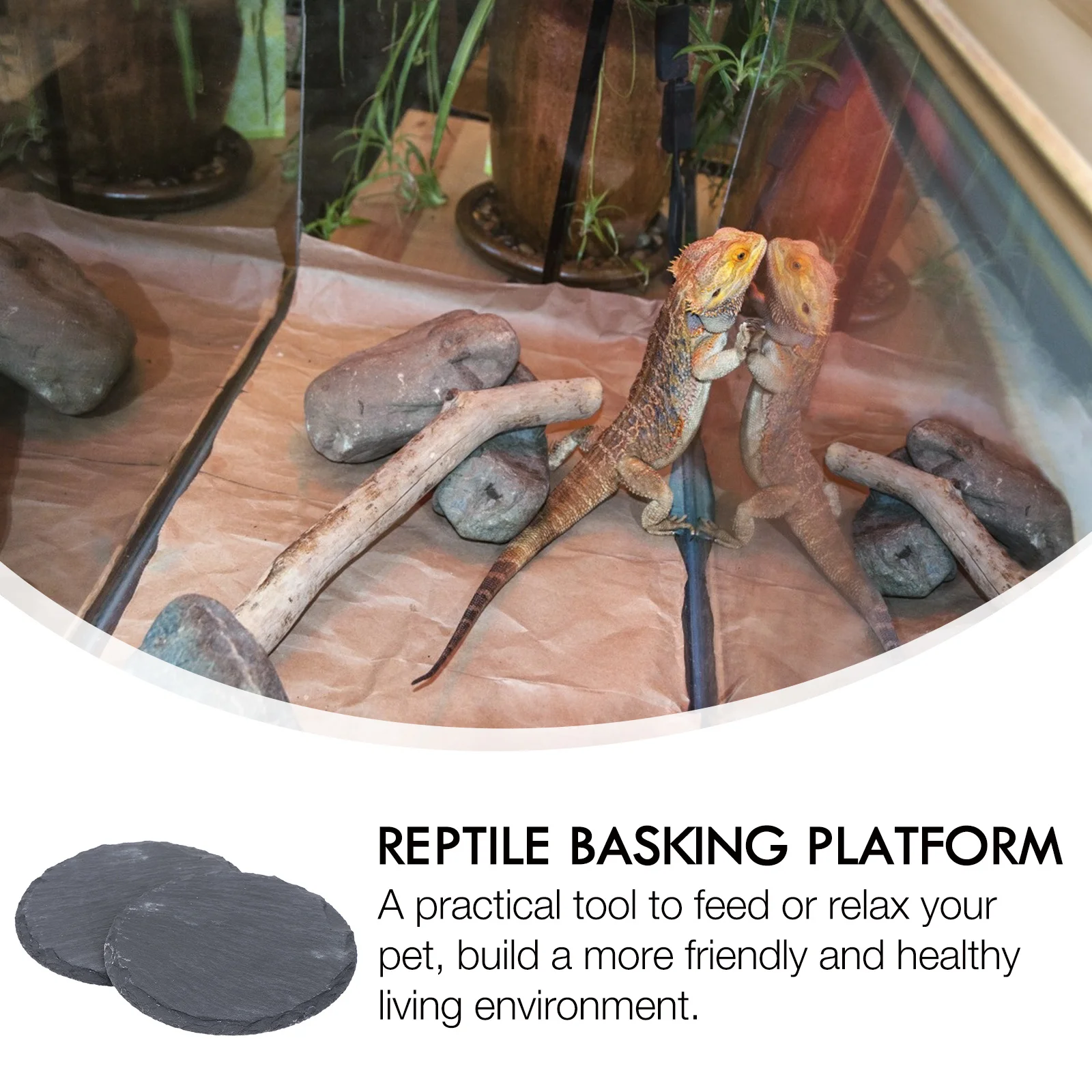 

2Pcs Reptile Basking Stone Platform Natural Decor for Lizards Snakes Turtles Geckos Pets Reptile Basking Platform