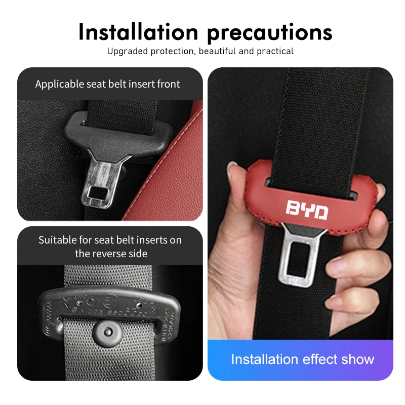 Leather Car Seat Belt Clip Protector Seatbelt Buckle Plug Cover For BYD For BYD Plus Ea1 Song Max Tang Dmi 2din Pro E2