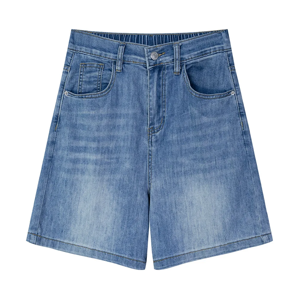 

Summer New Plus Size Wide Leg Jeans Women's Wear 100kg Simple High Waist Denim Shorts Casual Pants 2523