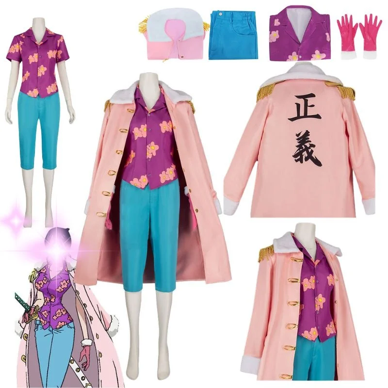 

Anime Disguise Women Tashigi Cosplay Costume Halloween Coat Top Pants Set Carnival Party Dress Up