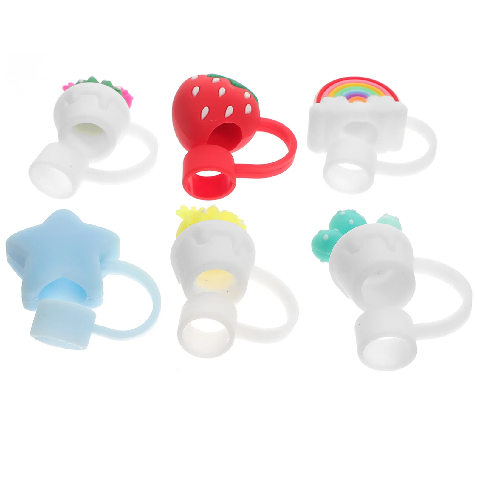 

6Pcs Reusable Straw Tip Caps Silicone Drinking Straw Covers Dust-Proof Plugs for Tumbler Outdoor Indoor Daily Use