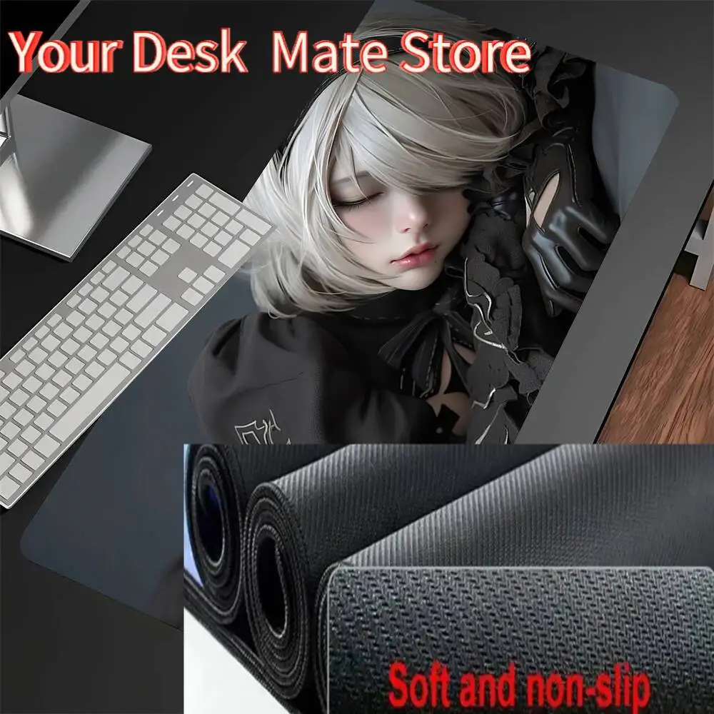 

Anime Girl Nier Automata 2B Laptop Mouse Mat 80x30CM Keyboard Table Mats XXL Gaming Mousepads Kawaii Rubber Non-Slip Desk Mats
