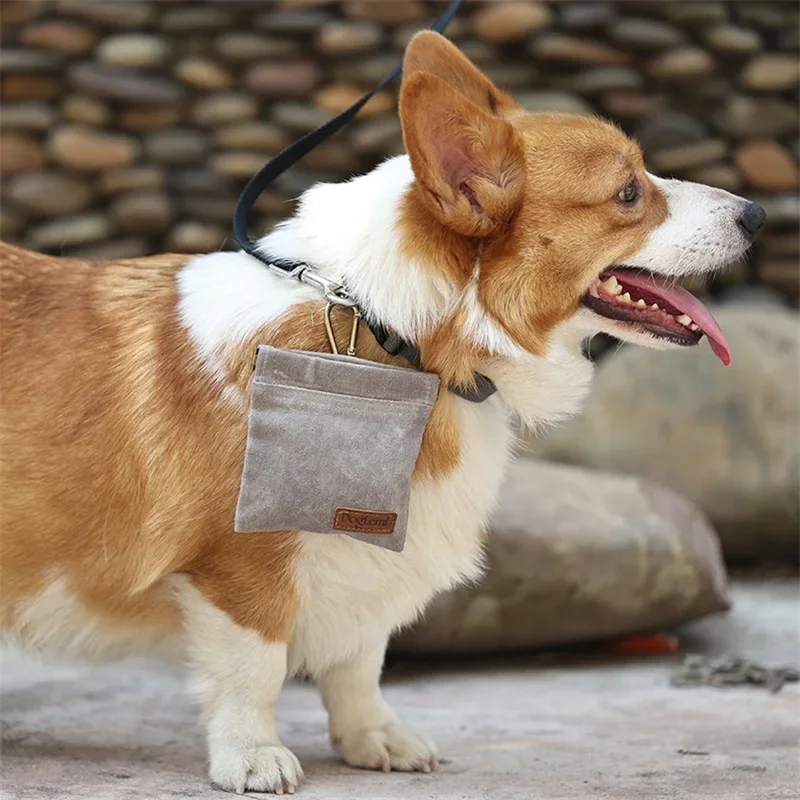 Walking Dog Snack Pocket with Carabiner Hands Free Pet Treat Bag Waist Pack Storage Pouch Dog Puppy Training Bag Food Reward