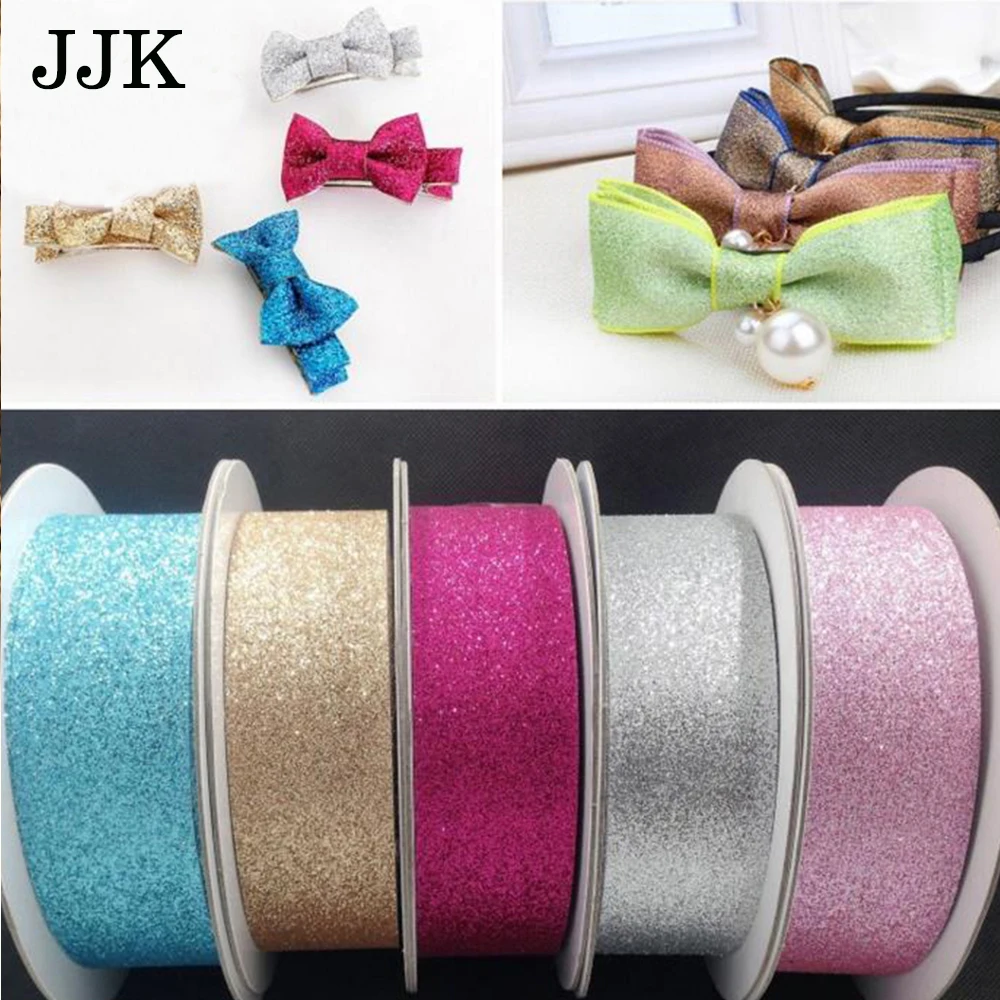 New brand 5yd/lot 1-1/2\'\'(38mm) material PU Silver gold color Glitter ribbon lace trim for wedding craft bow decoration DIY