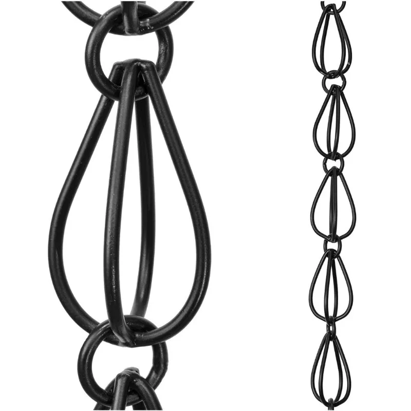 Rain chain Aluminum teardrop rain chain, black coated aluminum decorative drain