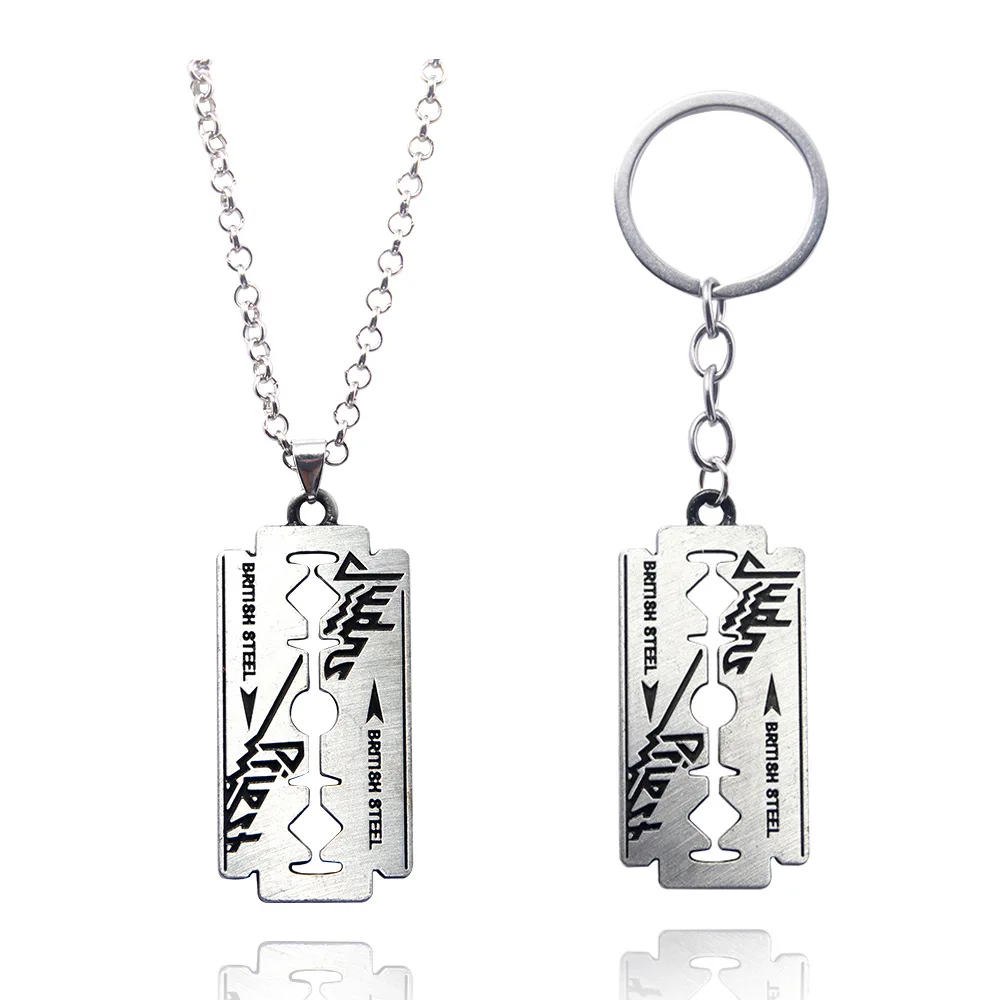 Creative Keychain Hip Hop Rock Band Judas Priest Blade Razor Shape Pendant Key Chain Men Metal Keyring Chaveiro Jewelry