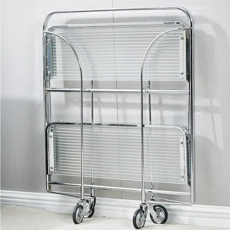 Kitchen Trolley Glass Shelving Movable Nordic Furniture Multi-layer Shelf Torage Rack Edside Cabinet Stainless Steel