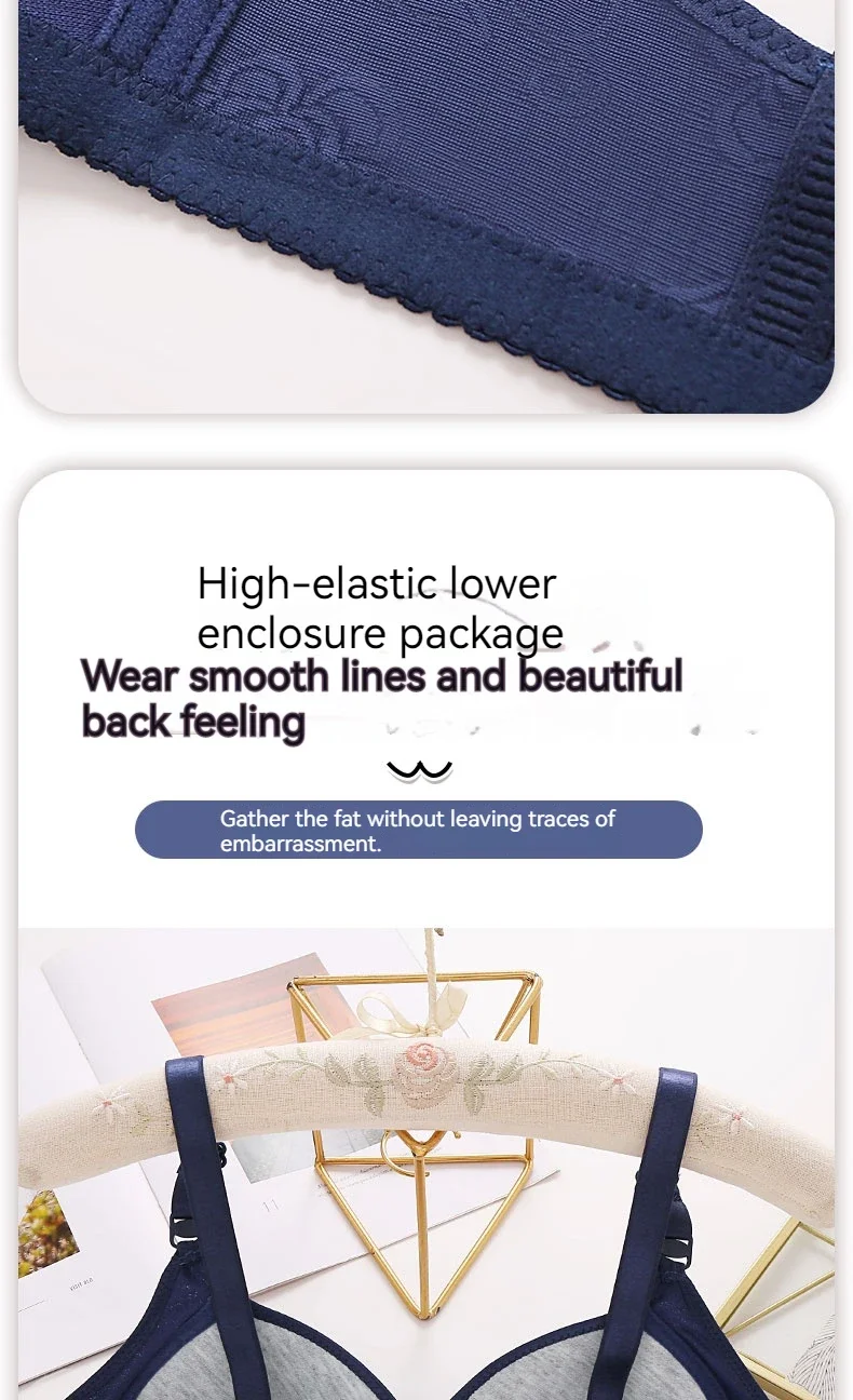 Ladies Ultra-thin Without Steel Ring Fashionable Printing Adjustable Underwear Seamless Breathable Gathering Anti Sagging Bra